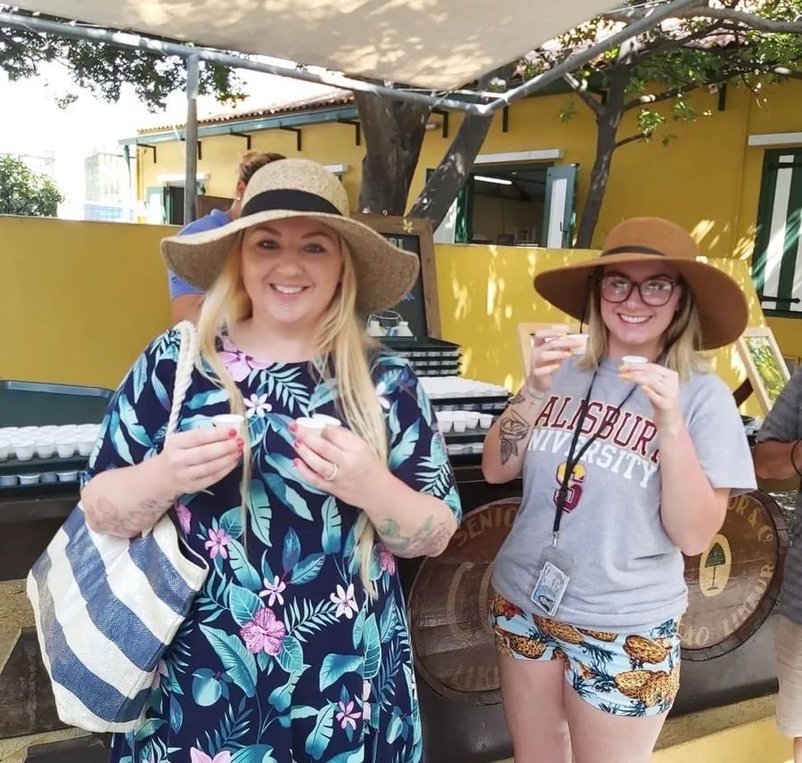 Guests sampling local liqueur on a tasting stop